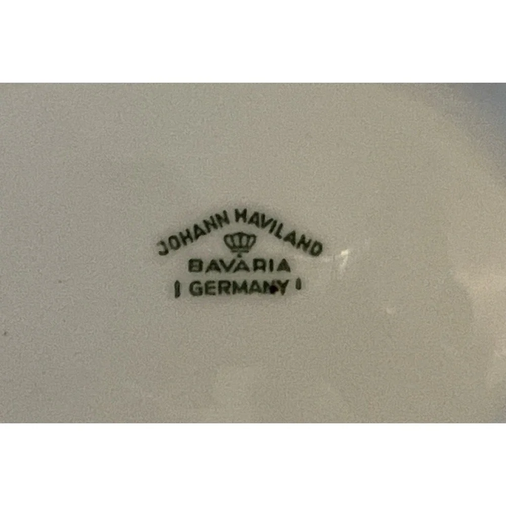 Johann Haviland Porcelain Blue Garland GRAVY BOWL with attached Plate - Germany